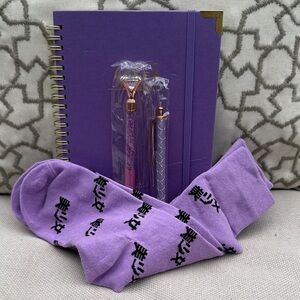 Purple Notebook/Pen and Socks Set